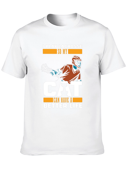 Camiseta Hombre Negra: Lacrosse y Amor Gatuno