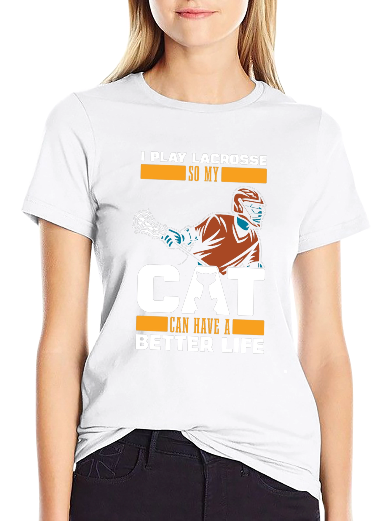 Camiseta Hombre Negra: Lacrosse y Amor Gatuno