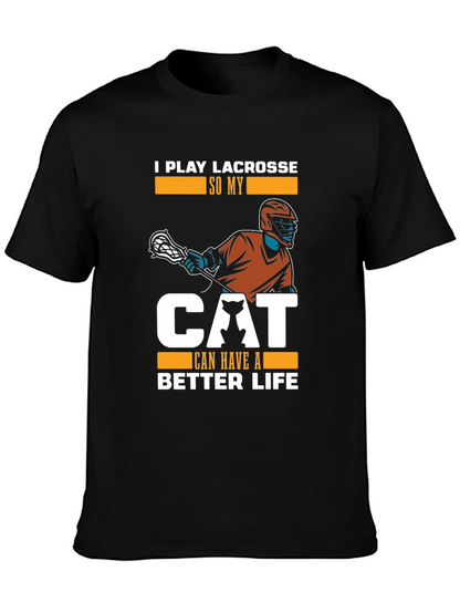 Camiseta Hombre Negra: Lacrosse y Amor Gatuno