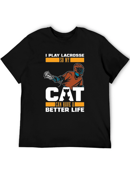 Camiseta Hombre Negra: Lacrosse y Amor Gatuno