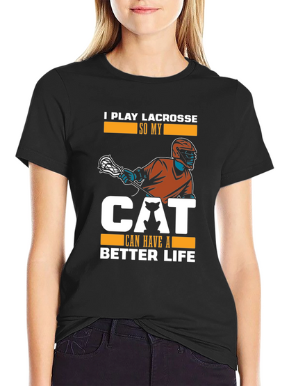 Camiseta Hombre Negra: Lacrosse y Amor Gatuno