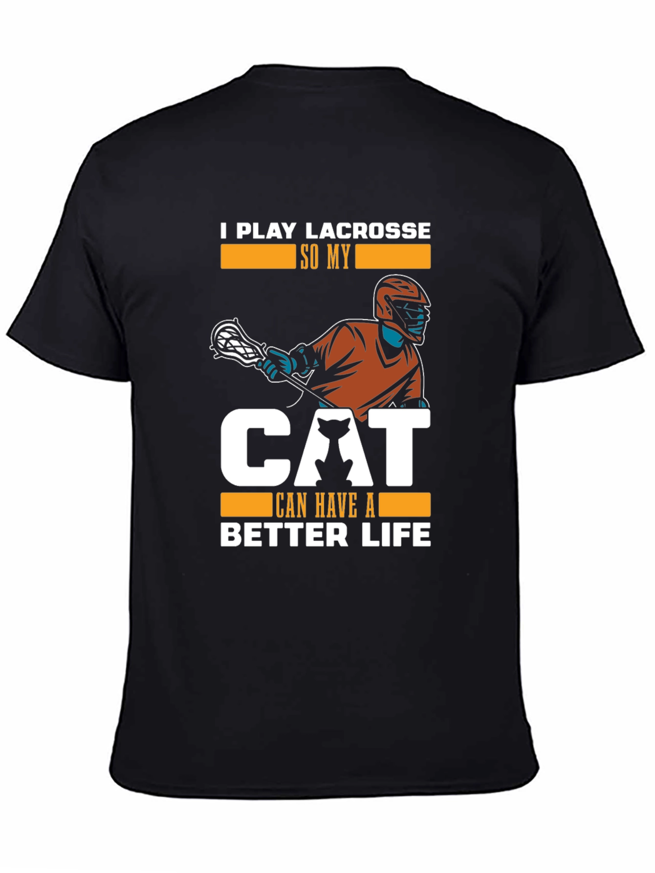 Camiseta Hombre Negra: Lacrosse y Amor Gatuno