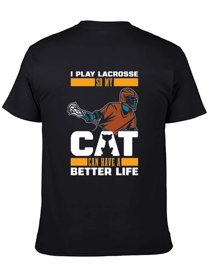Camiseta Hombre Negra: Lacrosse y Amor Gatuno