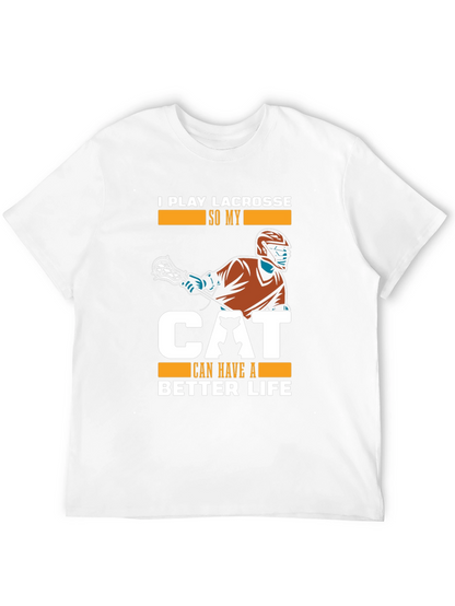 Camiseta Hombre Negra: Lacrosse y Amor Gatuno