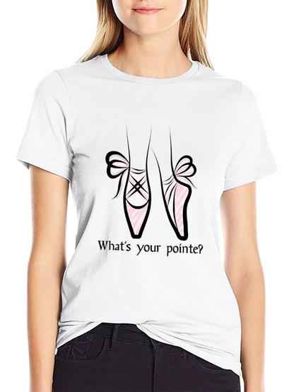 Camiseta Negra con Diseño de Zapatillas de Ballet