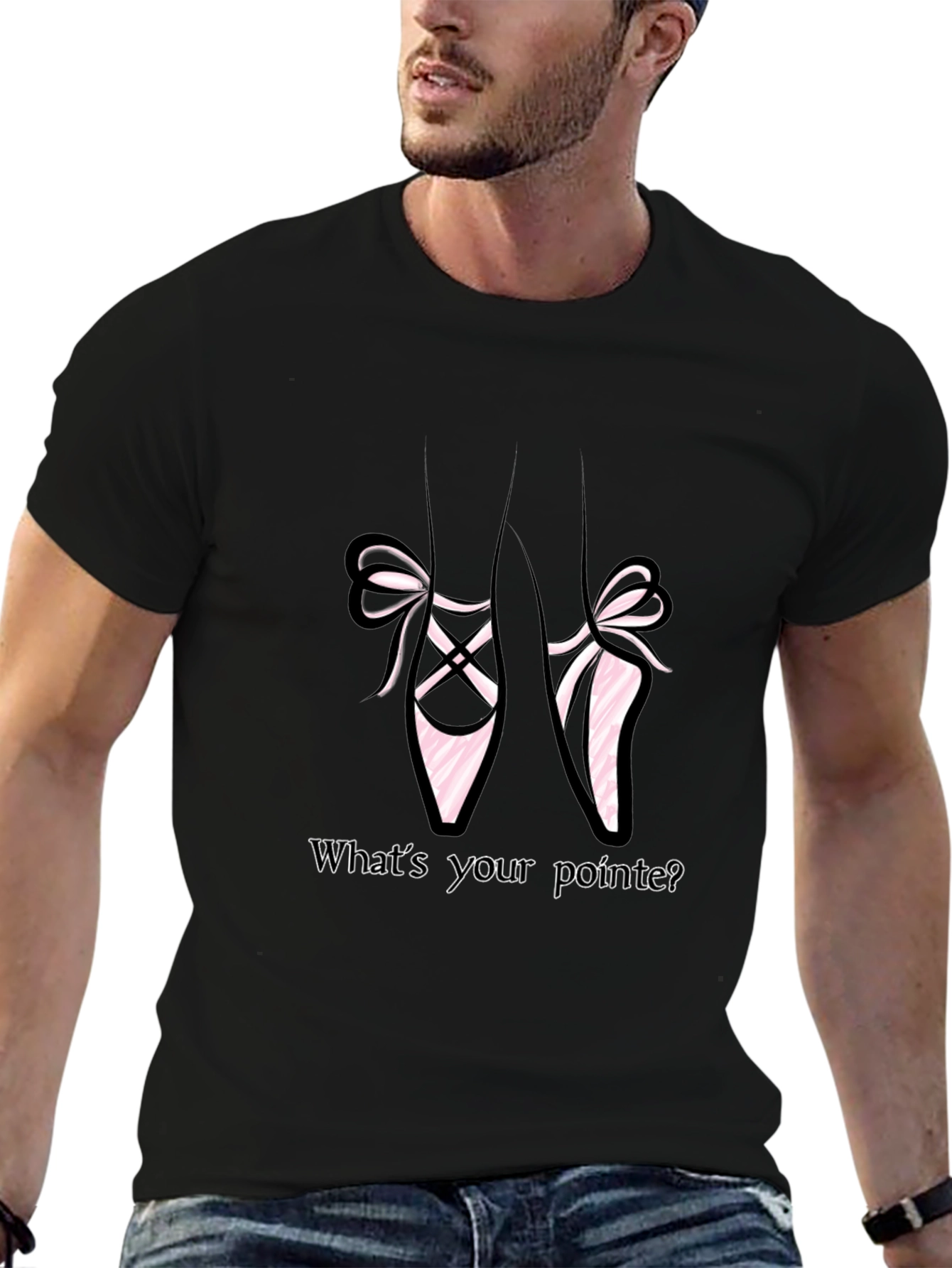 Camiseta Negra con Diseño de Zapatillas de Ballet
