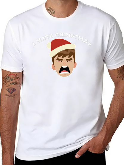 Camiseta Negra Odio la Navidad con Dibujo Navideño