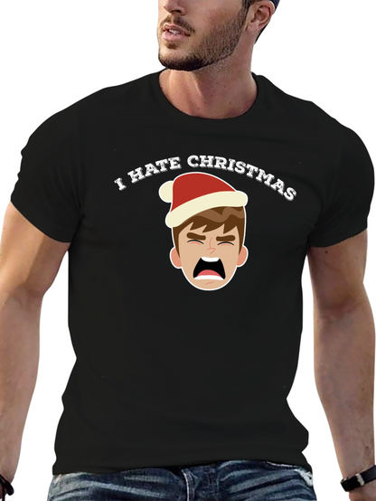 Camiseta Negra Odio la Navidad con Dibujo Navideño
