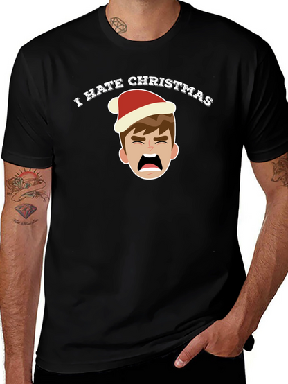 Camiseta Negra Odio la Navidad con Dibujo Navideño