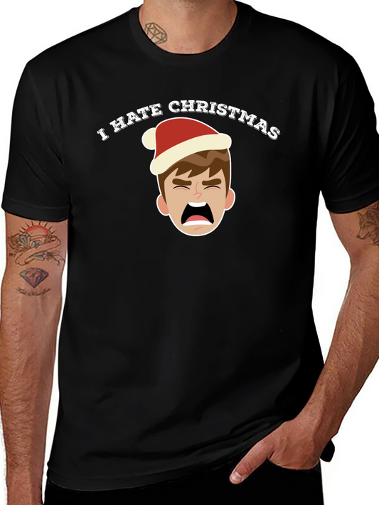 Camiseta Negra Odio la Navidad con Dibujo Navideño