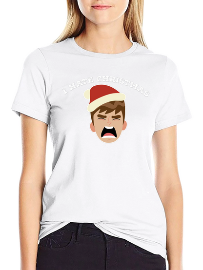 Camiseta Negra Odio la Navidad con Dibujo Navideño