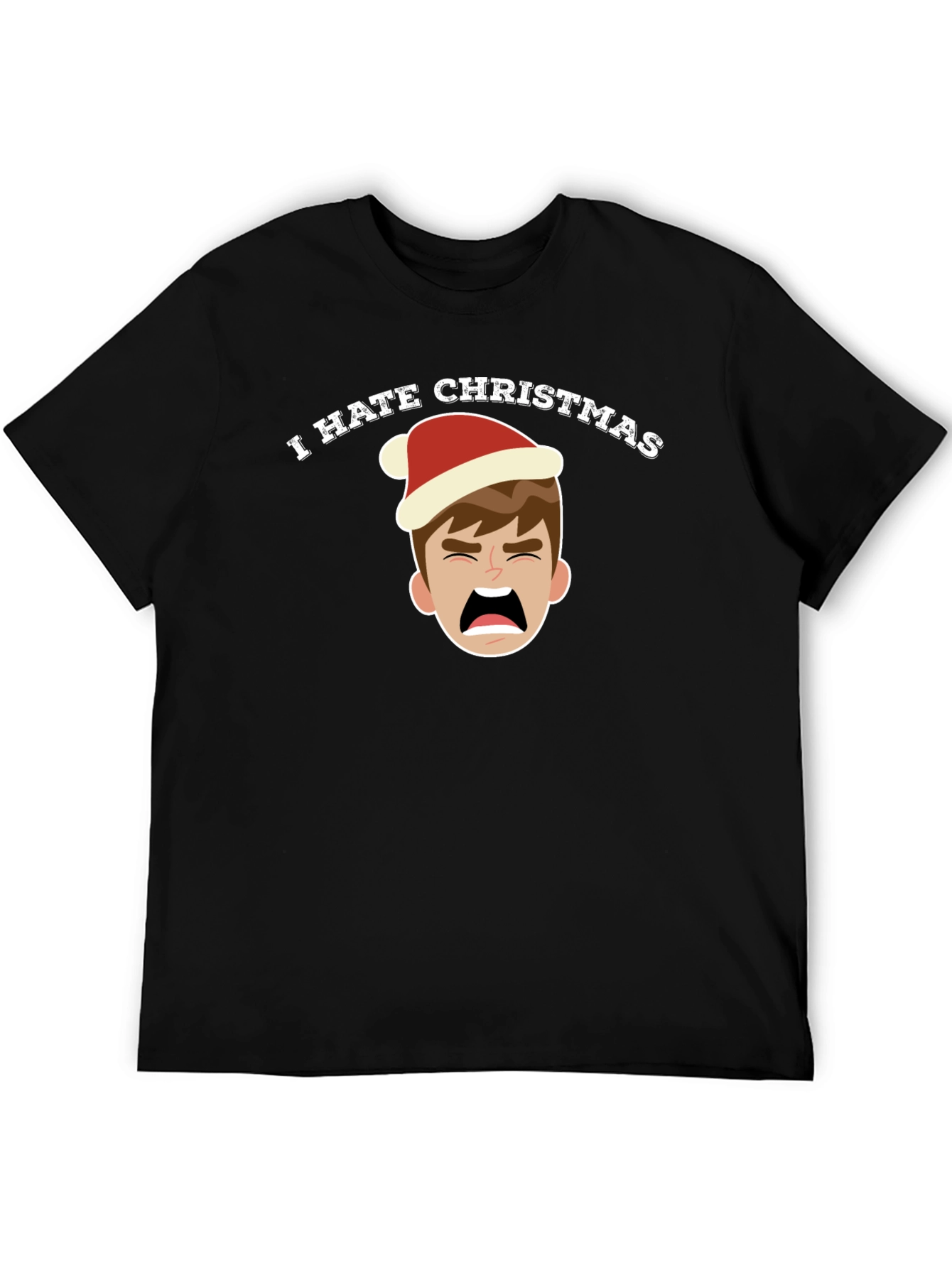 Camiseta Negra Odio la Navidad con Dibujo Navideño