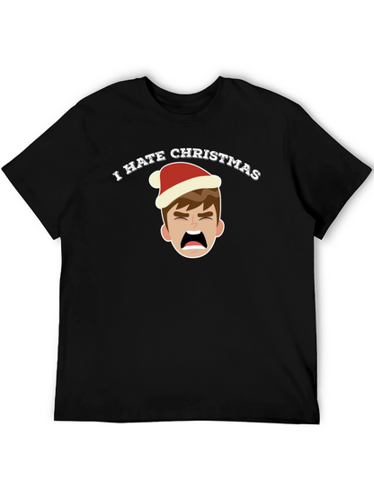 Camiseta Negra Odio la Navidad con Dibujo Navideño