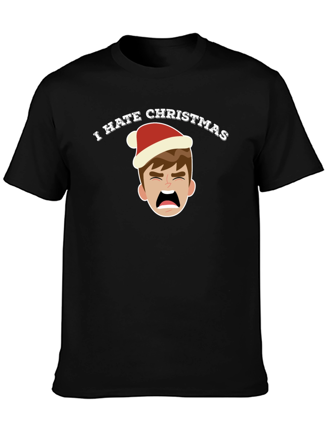 Camiseta Negra Odio la Navidad con Dibujo Navideño