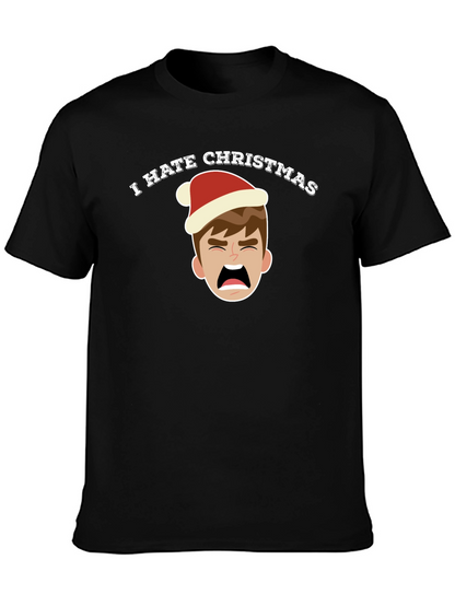 Camiseta Negra Odio la Navidad con Dibujo Navideño