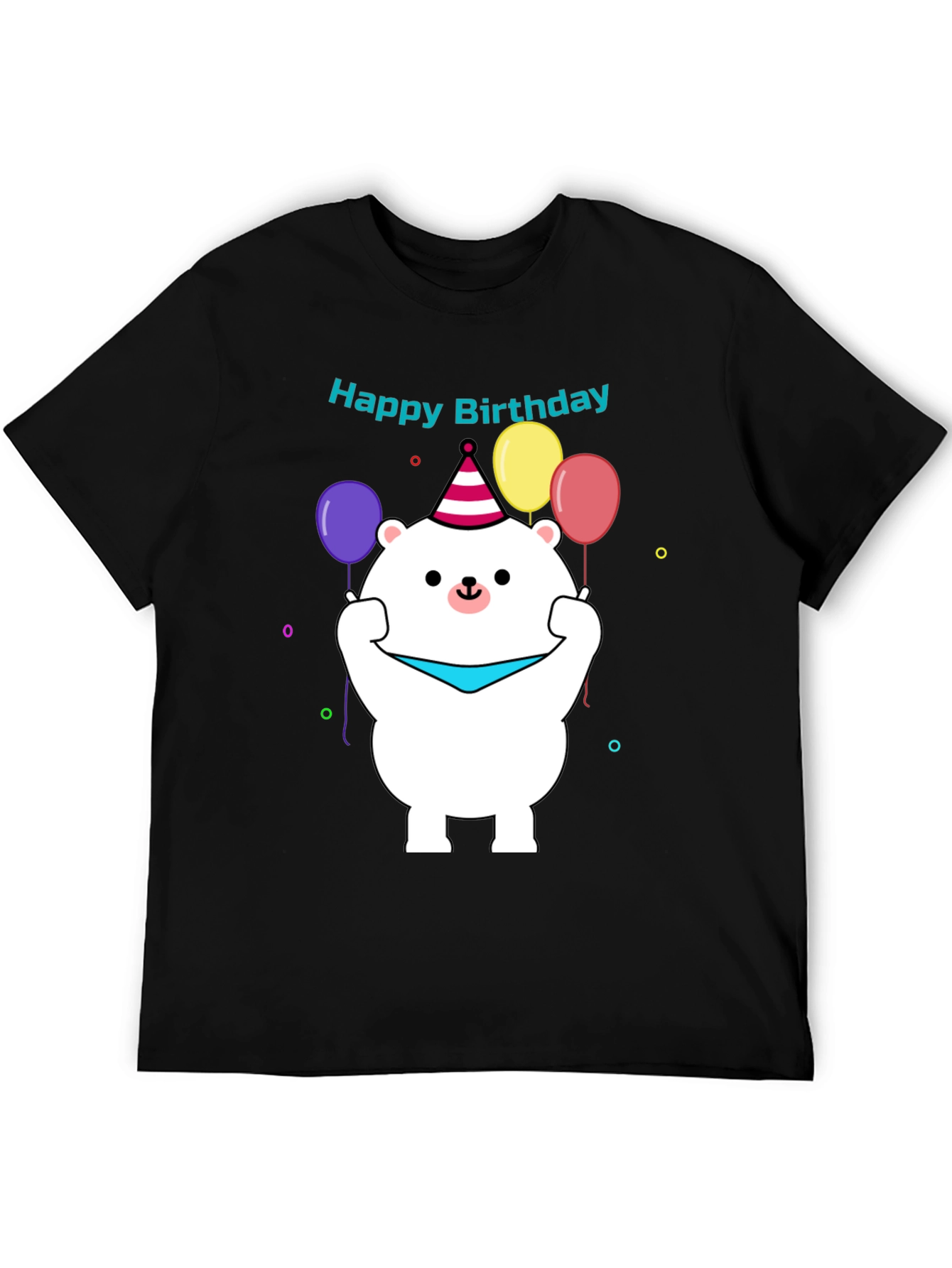 Camiseta Negra con Diseño de Oso Cumpleañero