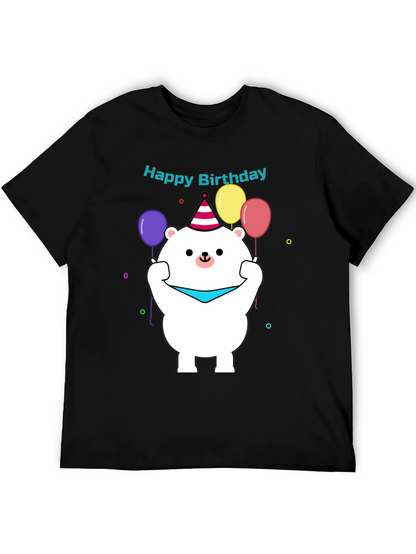 Camiseta Negra con Diseño de Oso Cumpleañero