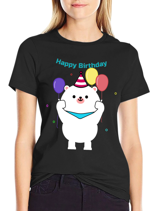 Camiseta Negra con Diseño de Oso Cumpleañero
