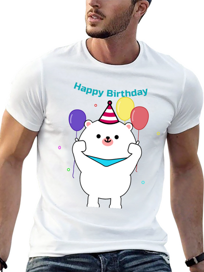 Camiseta Negra con Diseño de Oso Cumpleañero