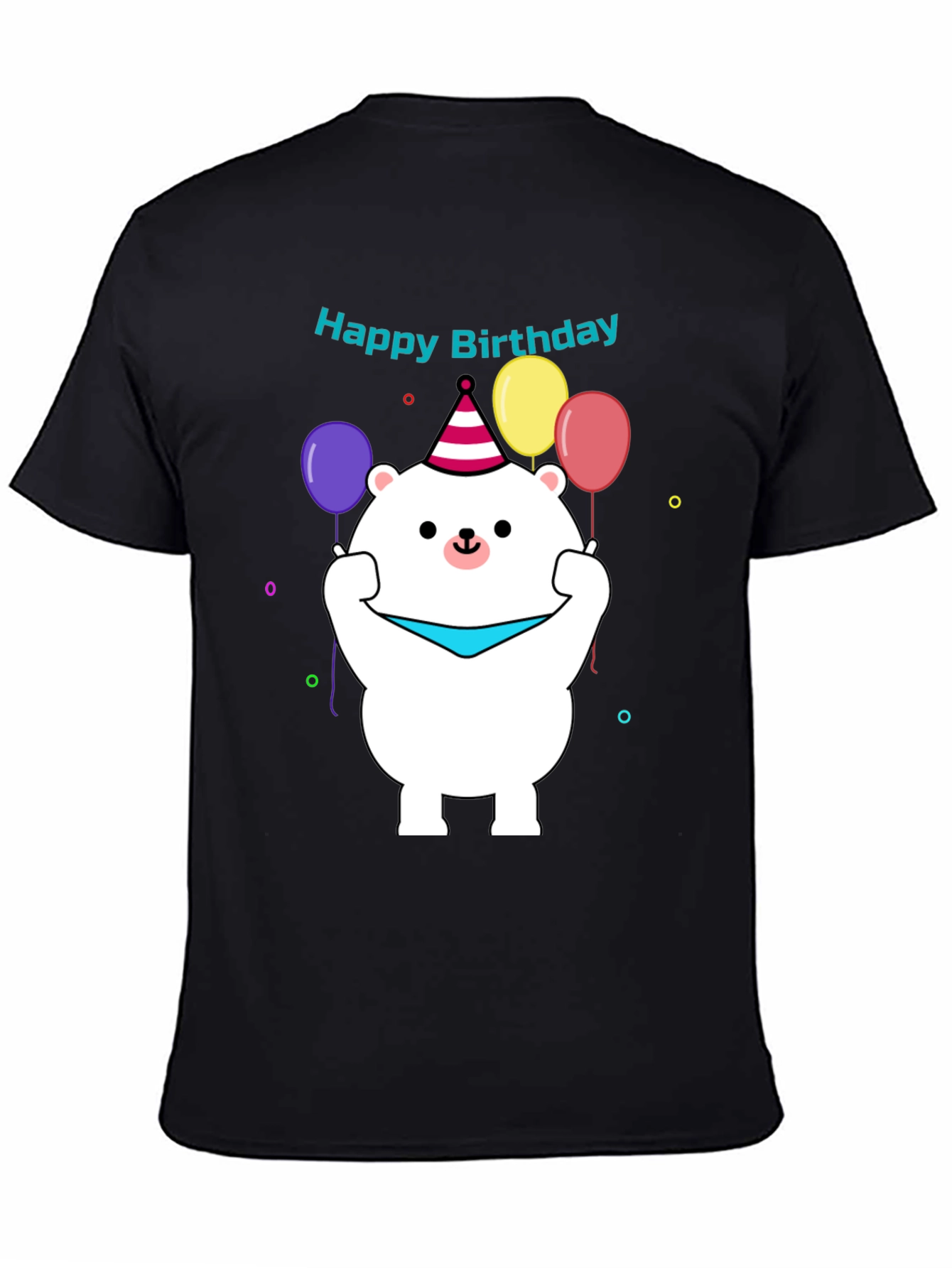 Camiseta Negra con Diseño de Oso Cumpleañero