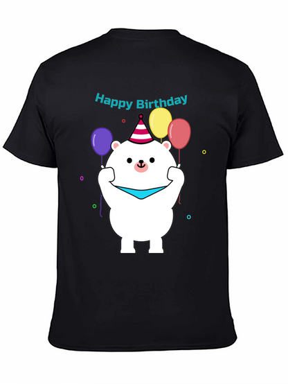 Camiseta Negra con Diseño de Oso Cumpleañero
