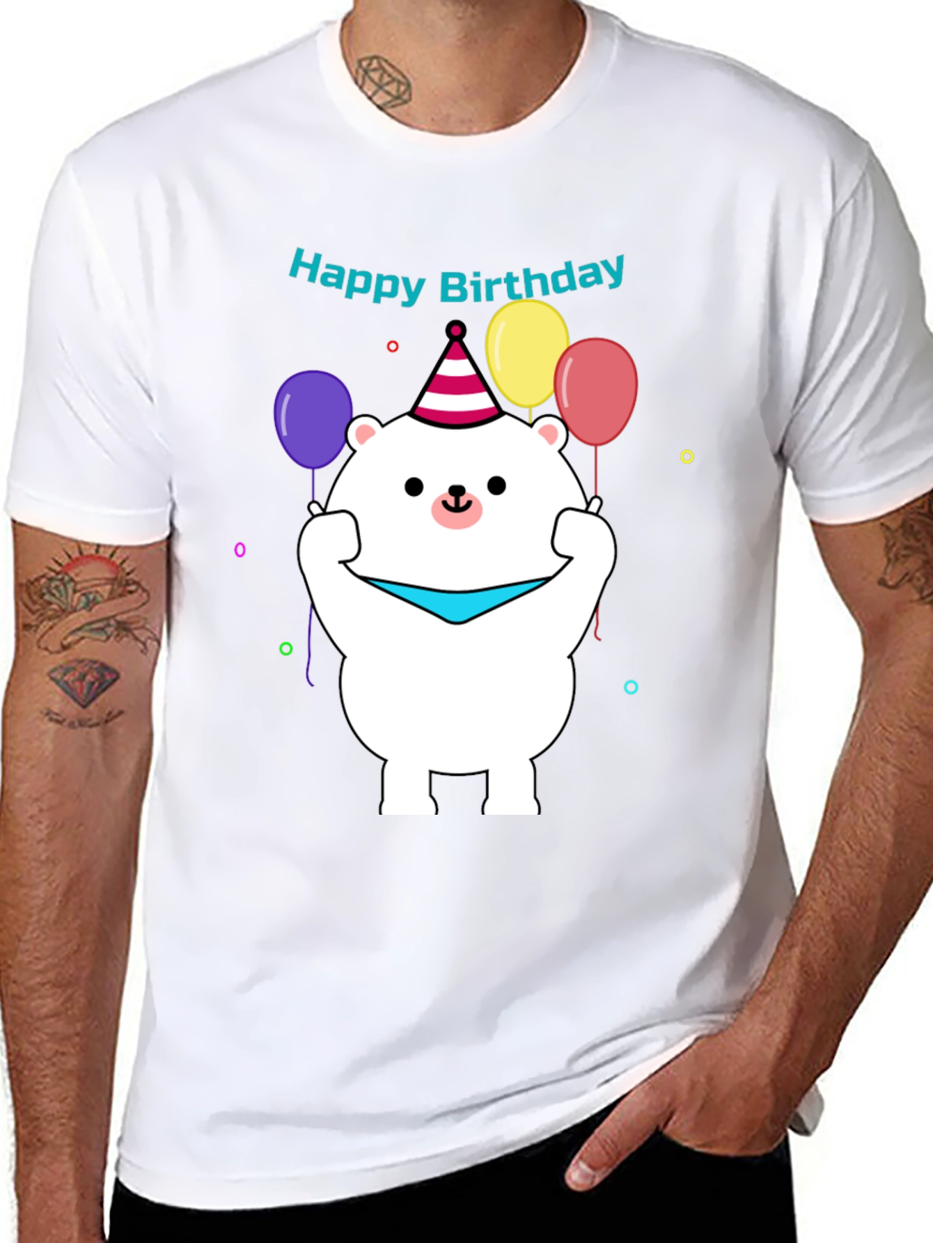 Camiseta Negra con Diseño de Oso Cumpleañero