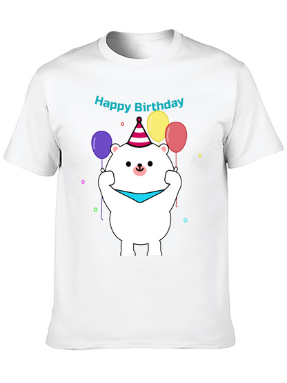 Camiseta Negra con Diseño de Oso Cumpleañero