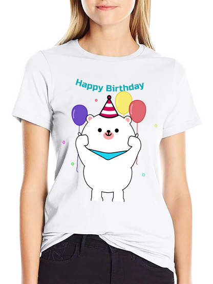 Camiseta Negra con Diseño de Oso Cumpleañero