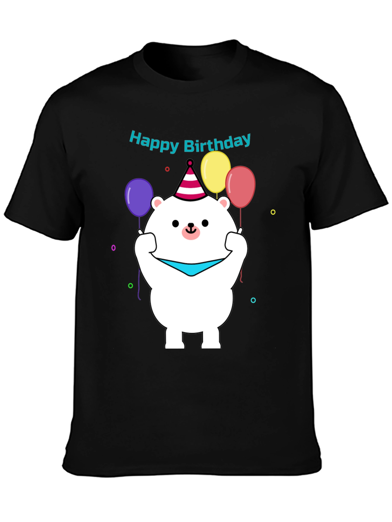 Camiseta Negra con Diseño de Oso Cumpleañero