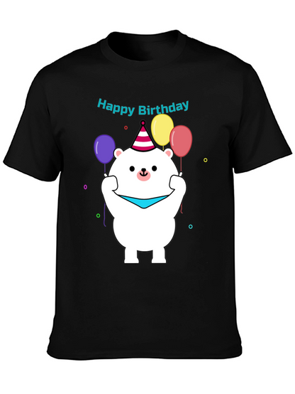 Camiseta Negra con Diseño de Oso Cumpleañero
