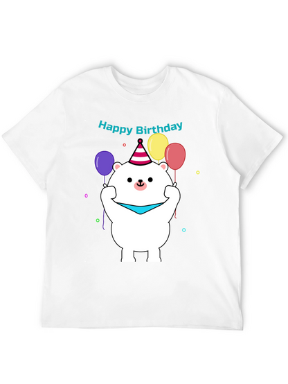 Camiseta Negra con Diseño de Oso Cumpleañero