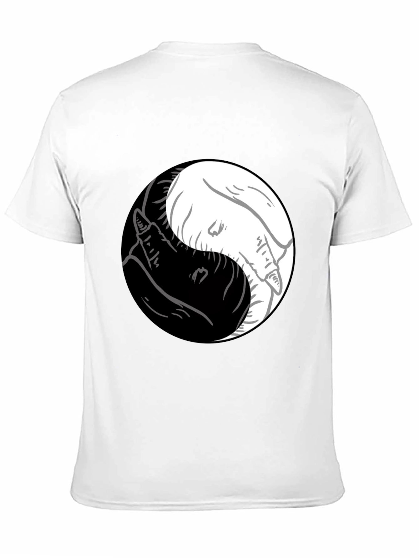 Camiseta Yin Yang Lobos Blanco y Negro Estilo Casual