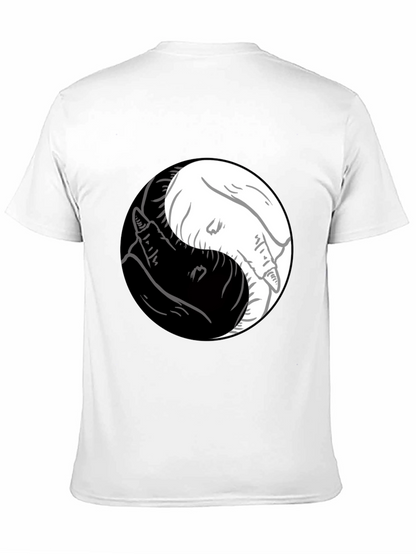 Camiseta Yin Yang Lobos Blanco y Negro Estilo Casual