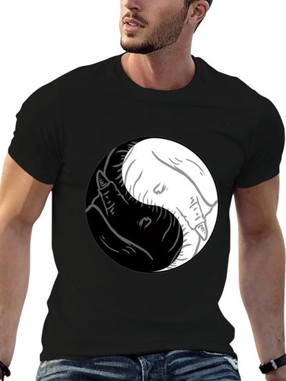 Camiseta Yin Yang Lobos Blanco y Negro Estilo Casual
