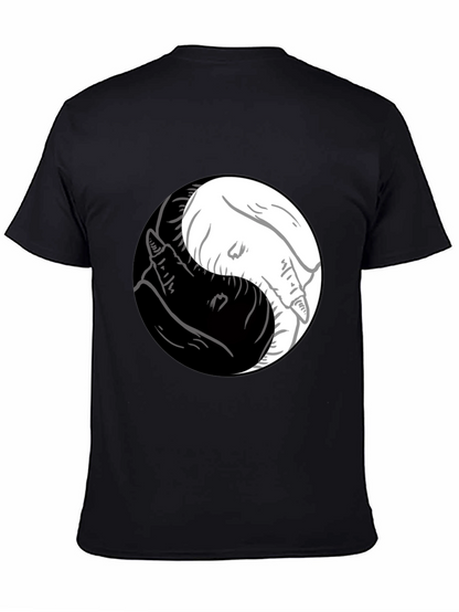 Camiseta Yin Yang Lobos Blanco y Negro Estilo Casual