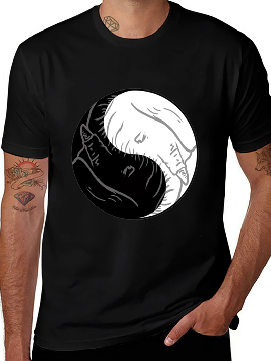 Camiseta Yin Yang Lobos Blanco y Negro Estilo Casual