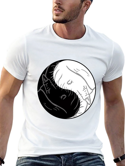 Camiseta Yin Yang Lobos Blanco y Negro Estilo Casual