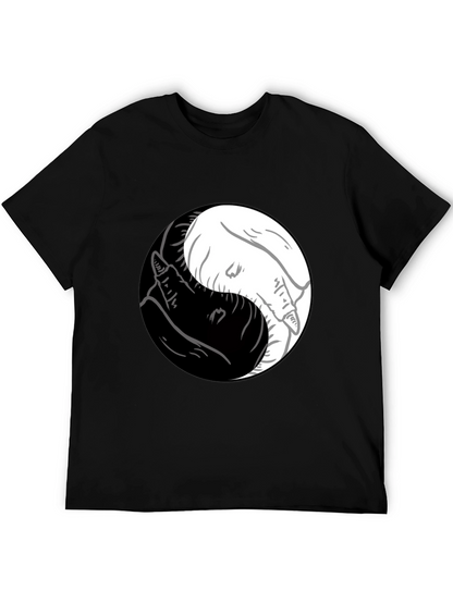 Camiseta Yin Yang Lobos Blanco y Negro Estilo Casual