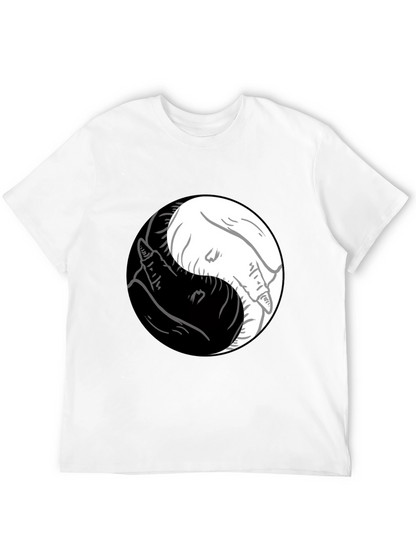 Camiseta Yin Yang Lobos Blanco y Negro Estilo Casual