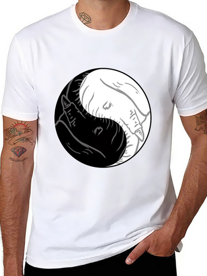Camiseta Yin Yang Lobos Blanco y Negro Estilo Casual
