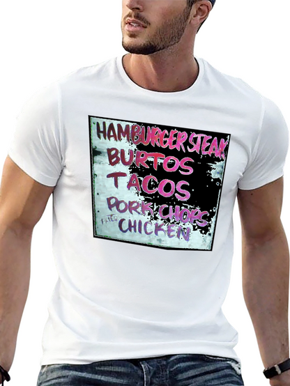 Camiseta Negra con Menú de Comida