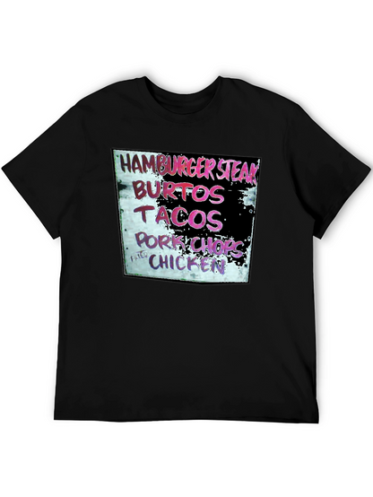 Camiseta Negra con Menú de Comida