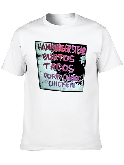 Camiseta Negra con Menú de Comida