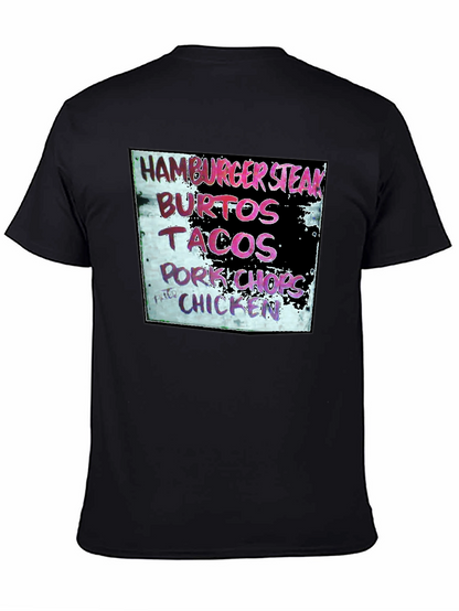 Camiseta Negra con Menú de Comida
