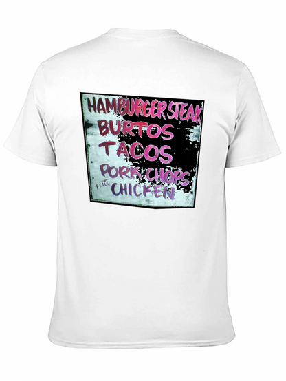 Camiseta Negra con Menú de Comida