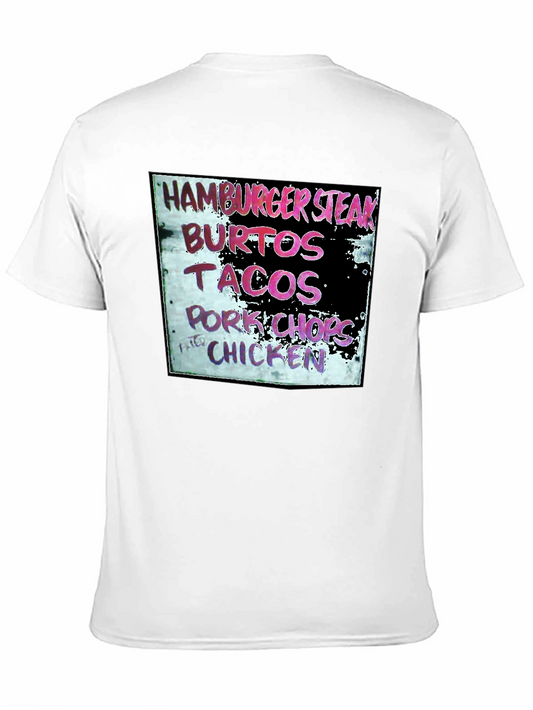 Camiseta Negra con Menú de Comida