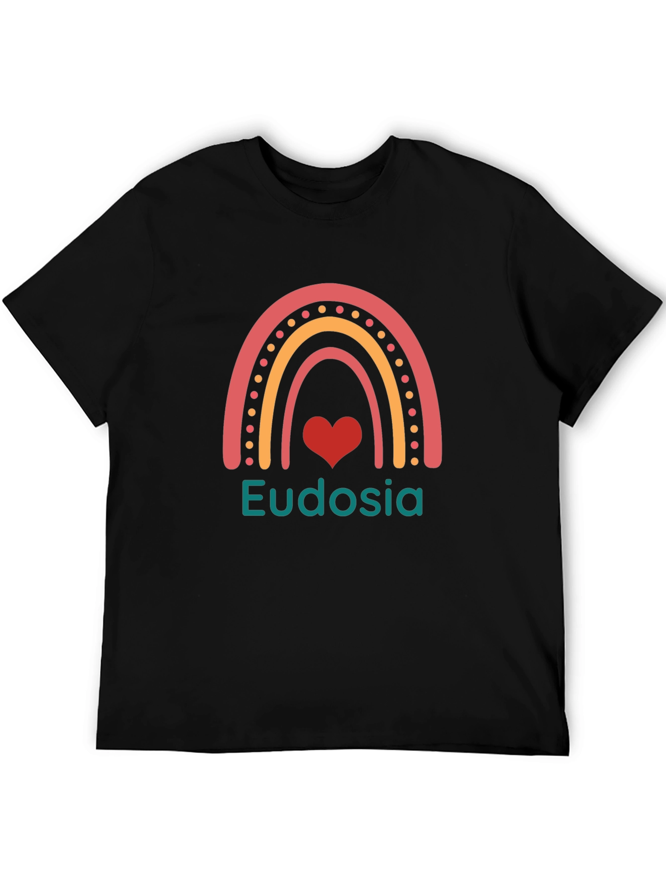 Camiseta Negra con Arcoíris y Nombre Personalizado