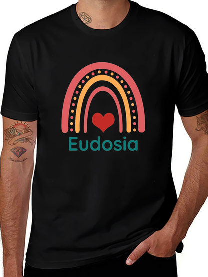 Camiseta Negra con Arcoíris y Nombre Personalizado