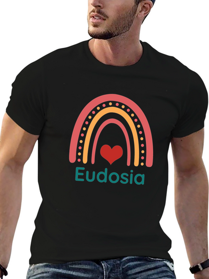 Camiseta Negra con Arcoíris y Nombre Personalizado