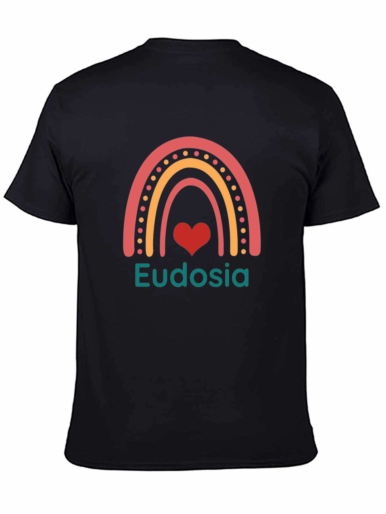 Camiseta Negra con Arcoíris y Nombre Personalizado